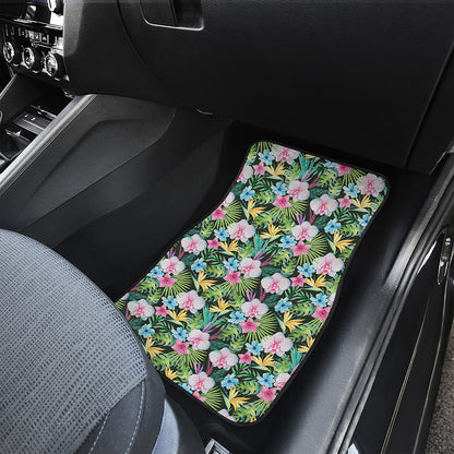 Vintage Tropical Jungle Hawaiian Print Front and Back Car Floor Mats