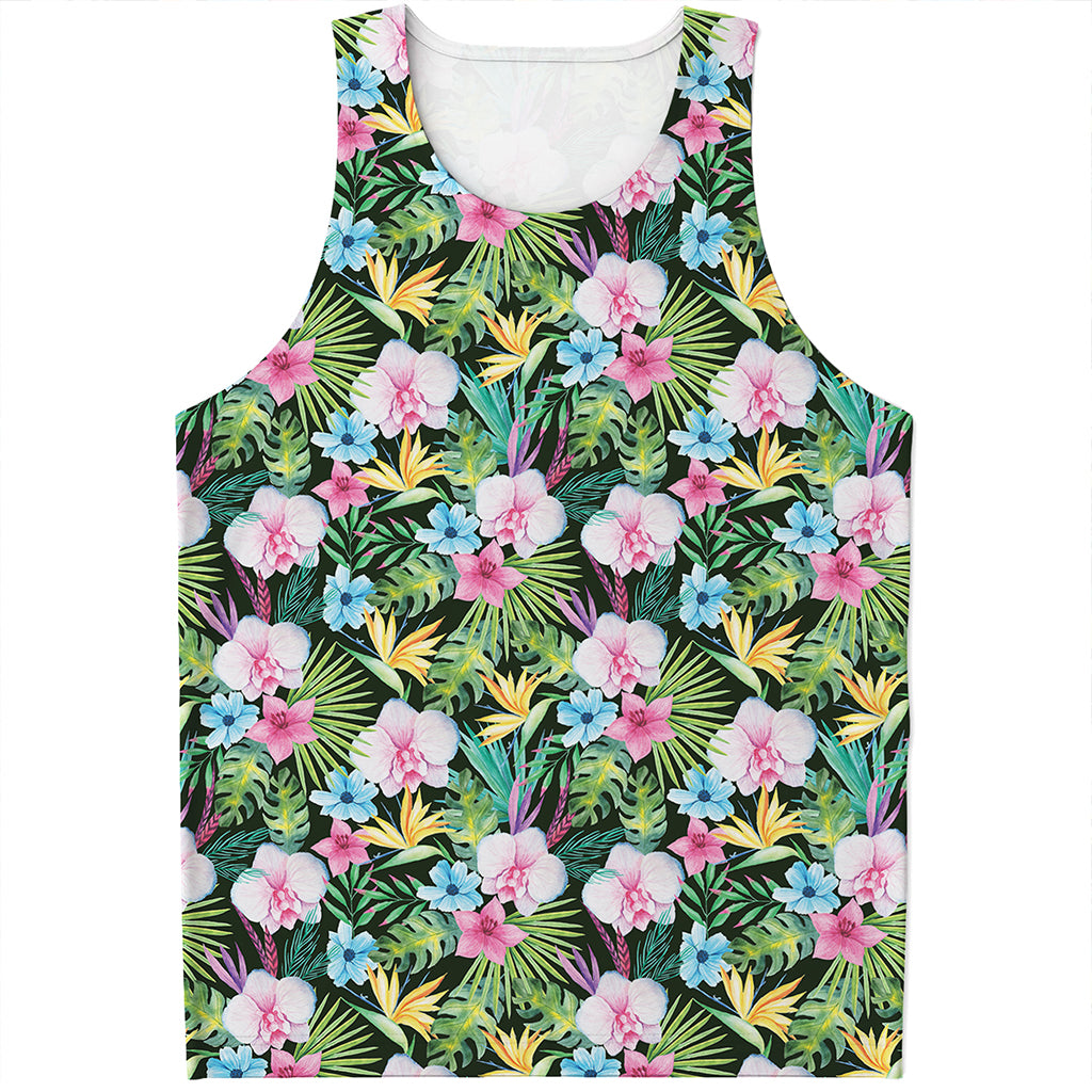 Vintage Tropical Jungle Hawaiian Print Men's Tank Top