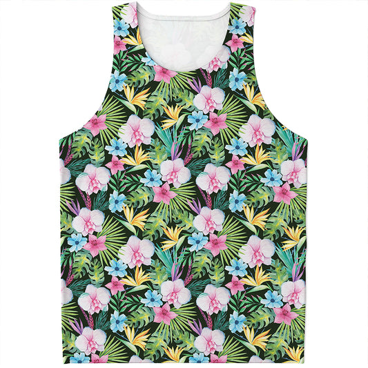 Vintage Tropical Jungle Hawaiian Print Men's Tank Top