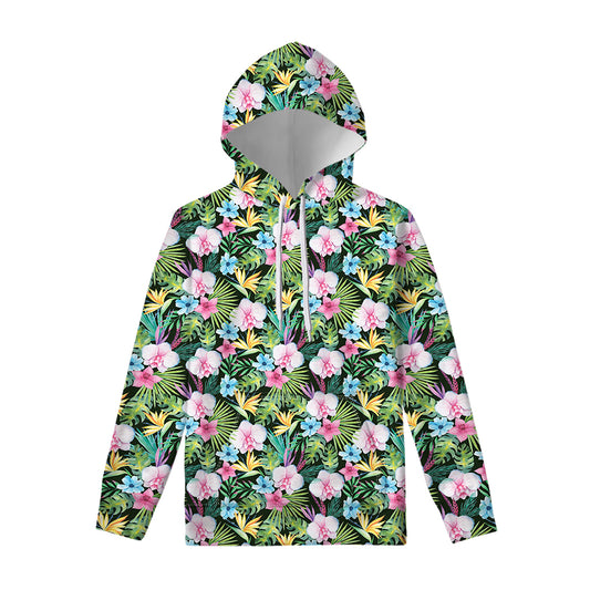 Vintage Tropical Jungle Hawaiian Print Pullover Hoodie