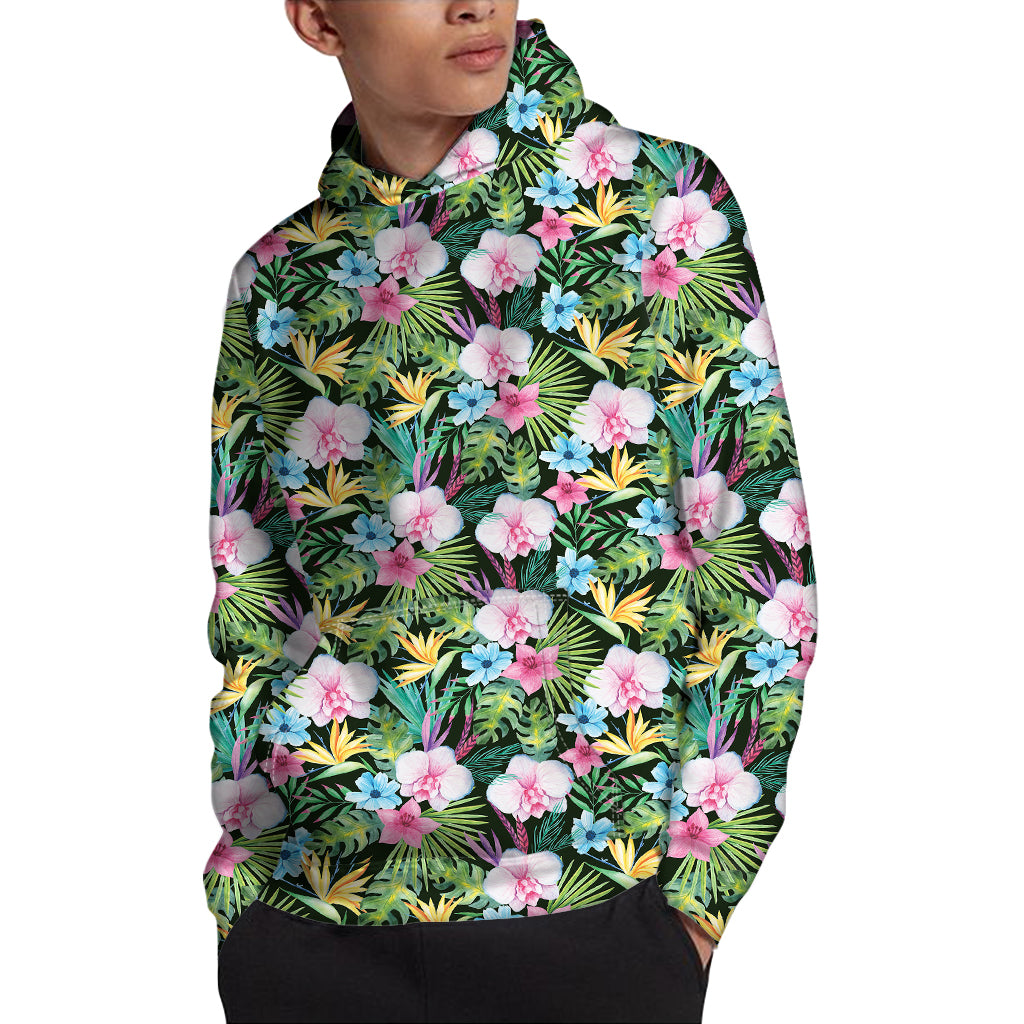 Vintage Tropical Jungle Hawaiian Print Pullover Hoodie