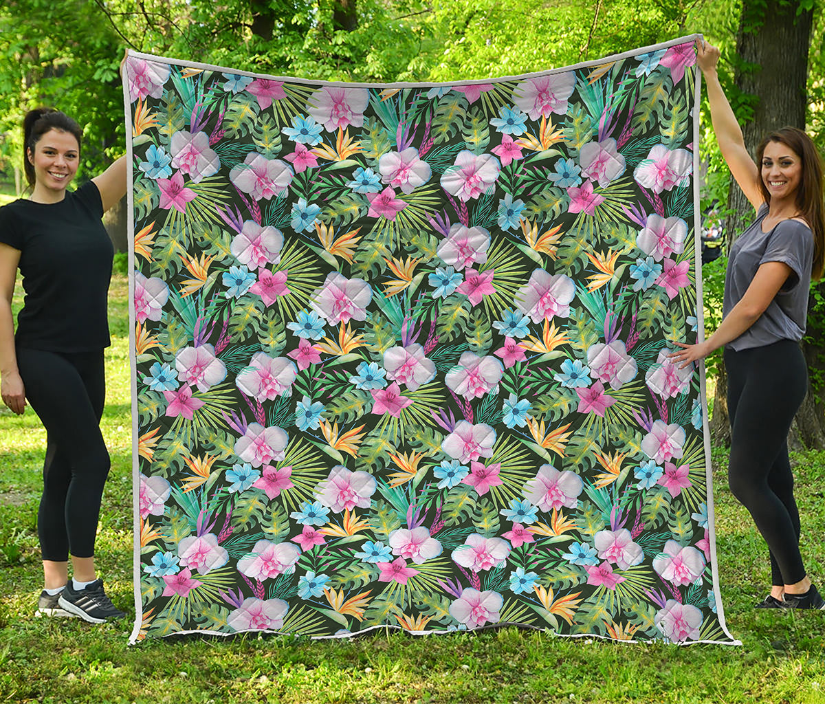 Vintage Tropical Jungle Hawaiian Print Quilt