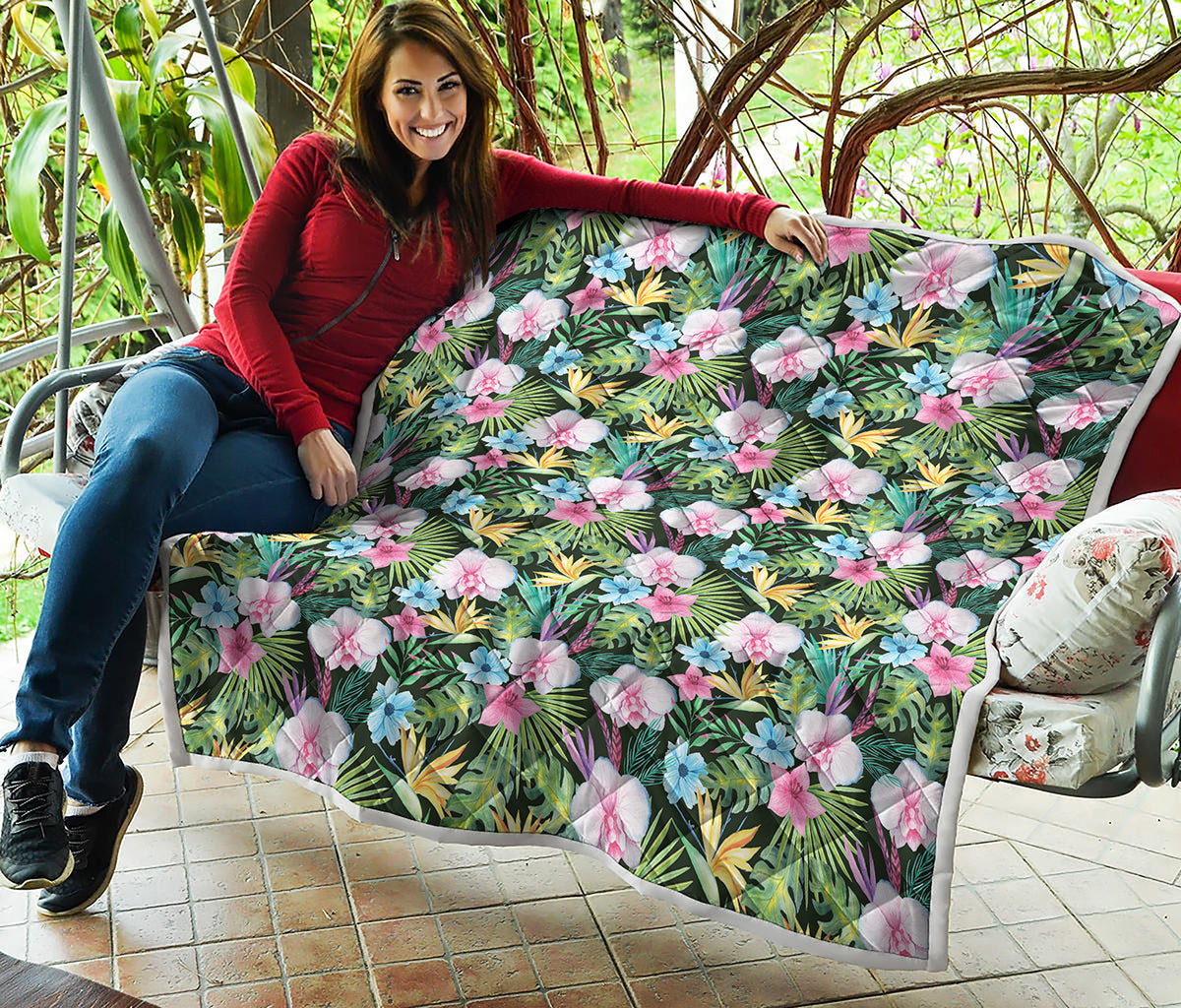 Vintage Tropical Jungle Hawaiian Print Quilt
