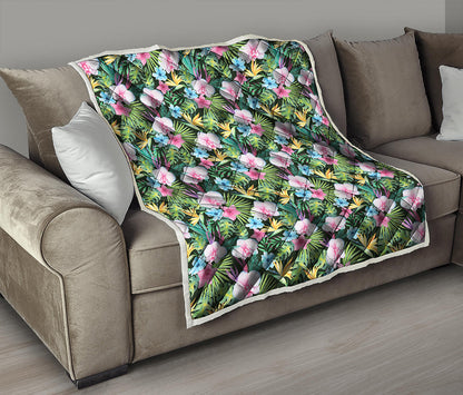 Vintage Tropical Jungle Hawaiian Print Quilt