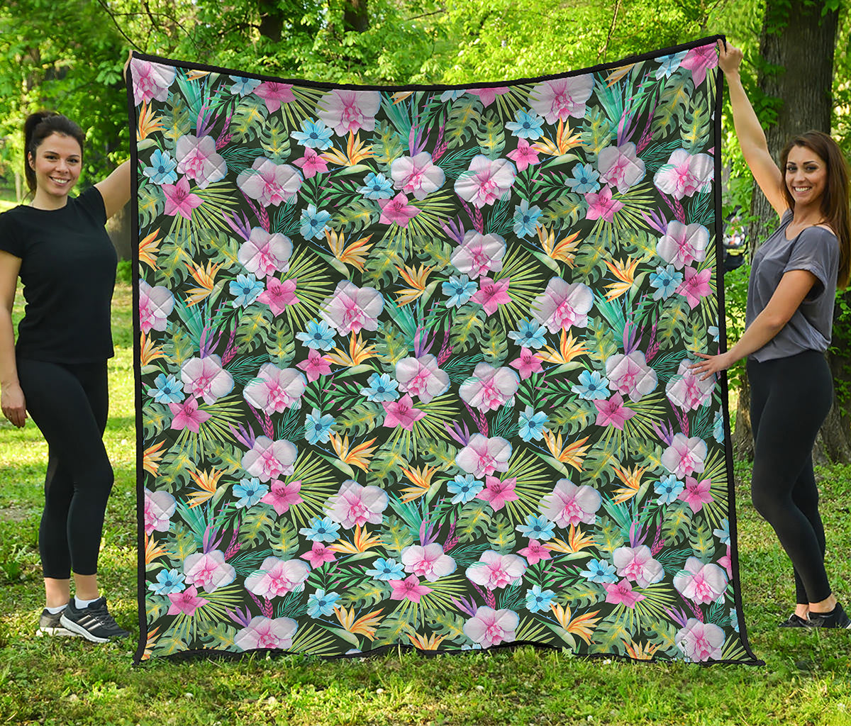 Vintage Tropical Jungle Hawaiian Print Quilt