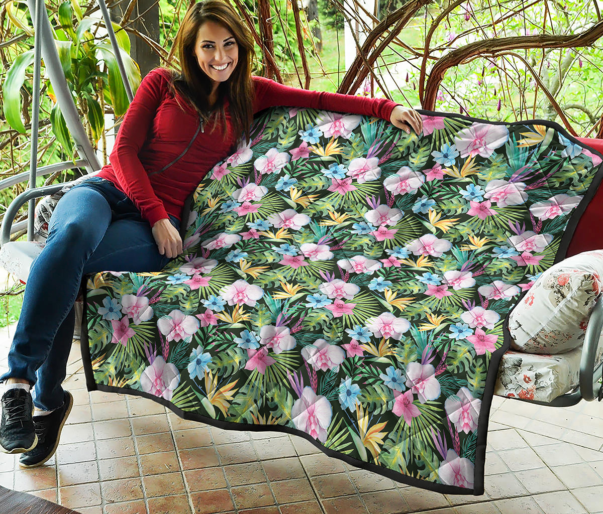 Vintage Tropical Jungle Hawaiian Print Quilt
