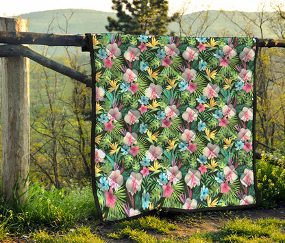 Vintage Tropical Jungle Hawaiian Print Quilt