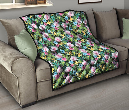 Vintage Tropical Jungle Hawaiian Print Quilt
