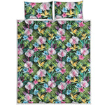 Vintage Tropical Jungle Hawaiian Print Quilt Bed Set