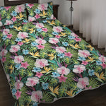 Vintage Tropical Jungle Hawaiian Print Quilt Bed Set