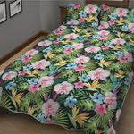 Vintage Tropical Jungle Hawaiian Print Quilt Bed Set