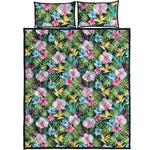 Vintage Tropical Jungle Hawaiian Print Quilt Bed Set