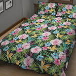 Vintage Tropical Jungle Hawaiian Print Quilt Bed Set