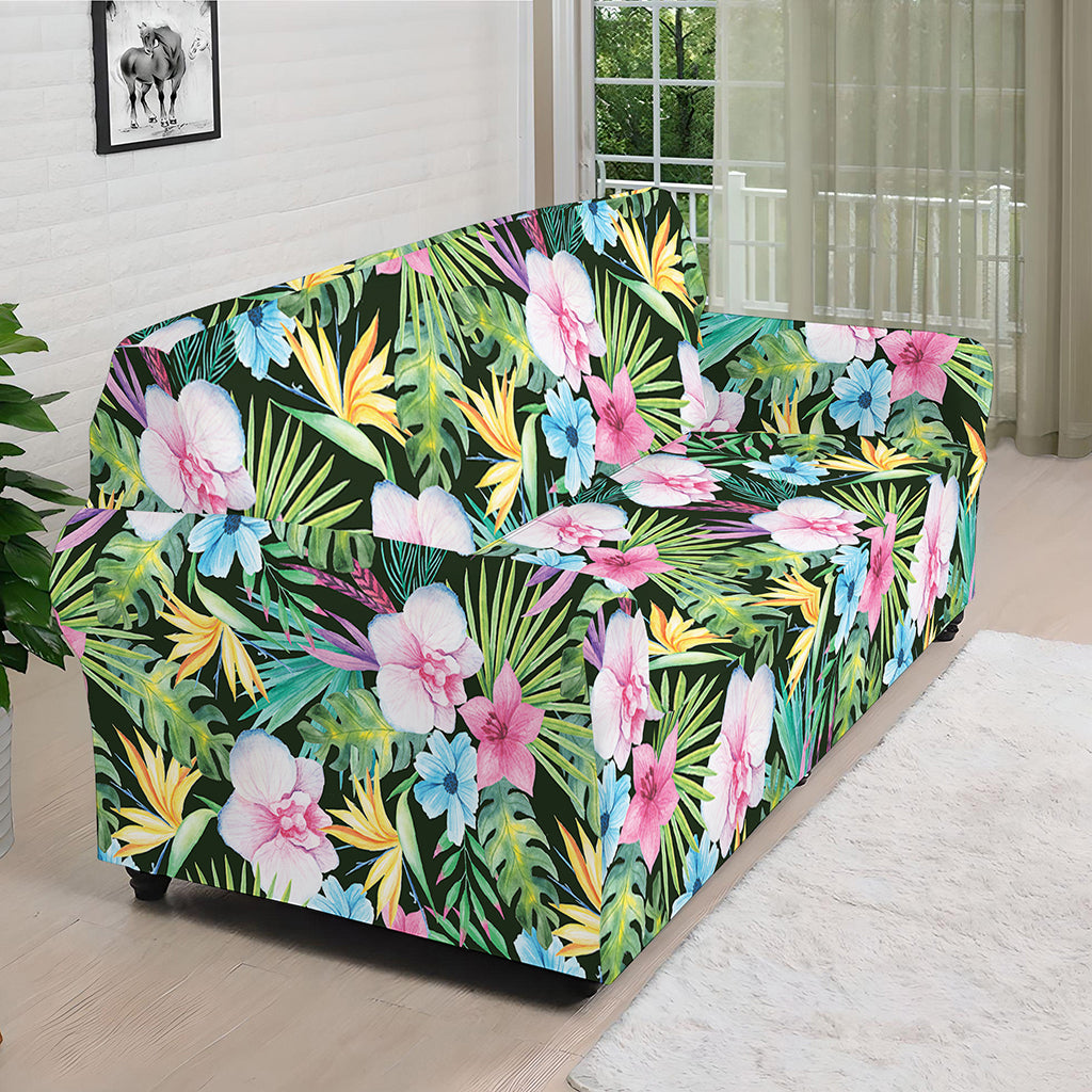 Vintage Tropical Jungle Hawaiian Print Sofa Cover