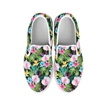 Vintage Tropical Jungle Hawaiian Print White Slip On Shoes