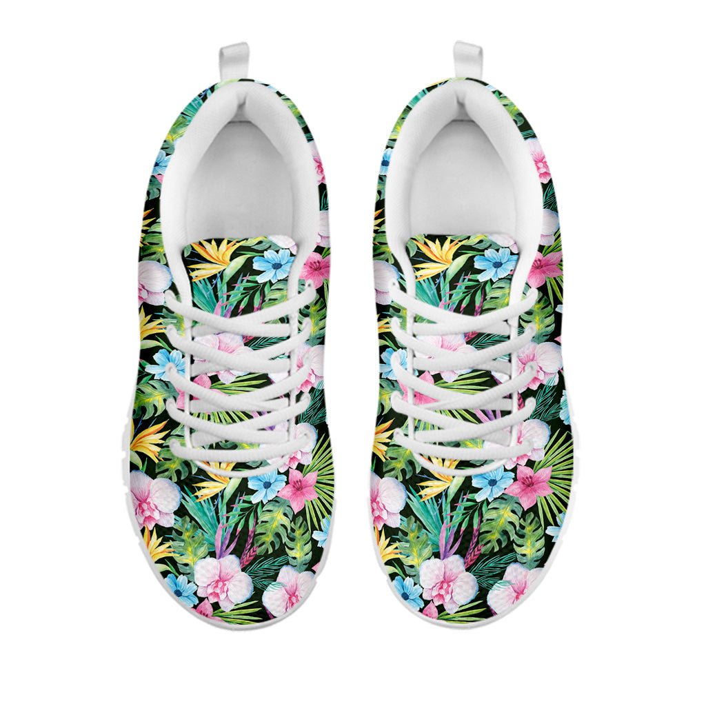 Vintage Tropical Jungle Hawaiian Print White Sneakers