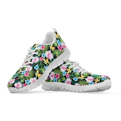 Vintage Tropical Jungle Hawaiian Print White Sneakers