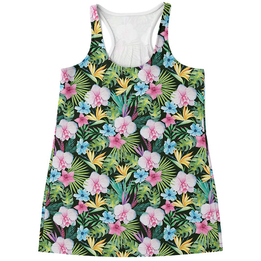 Vintage Tropical Jungle Hawaiian Print Women's Racerback Tank Top