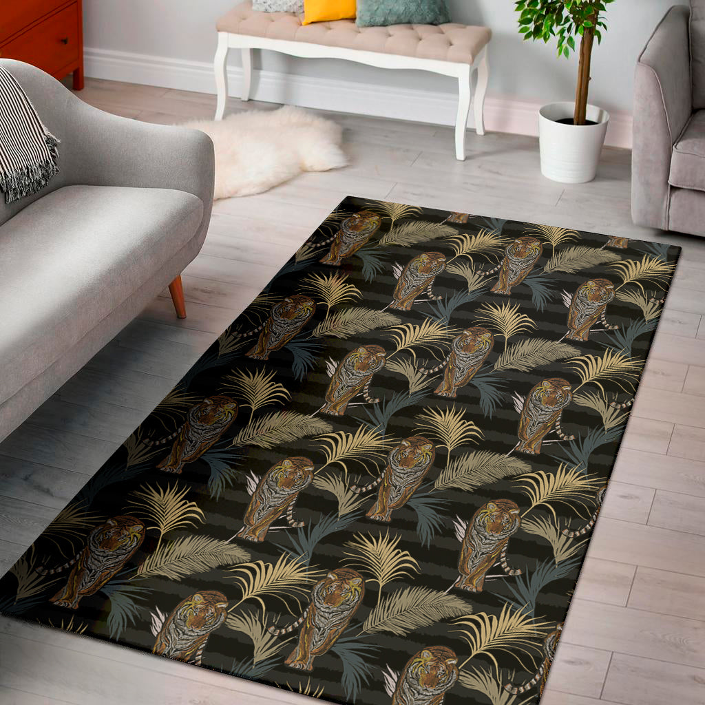 Vintage Tropical Tiger Pattern Print Area Rug