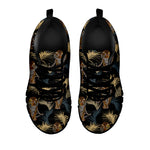 Vintage Tropical Tiger Pattern Print Black Sneakers