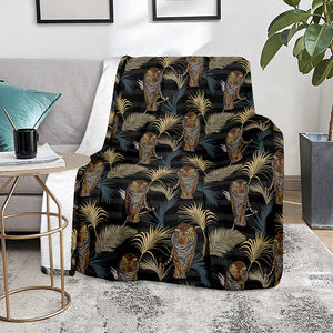 Vintage Tropical Tiger Pattern Print Blanket