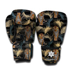 Vintage Tropical Tiger Pattern Print Boxing Gloves