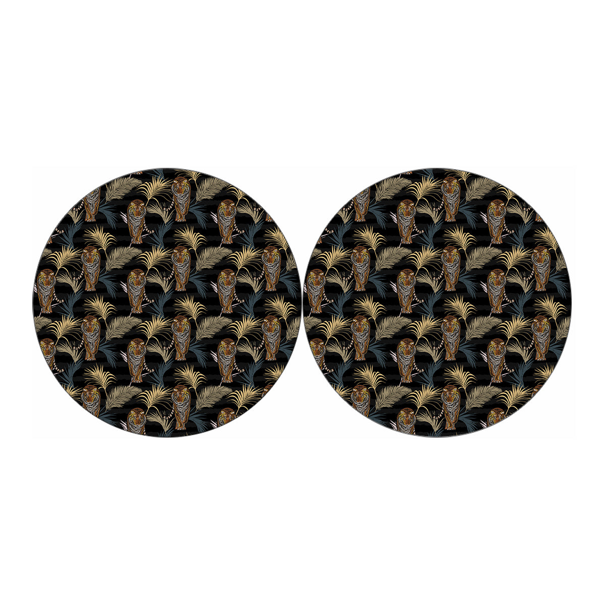 Vintage Tropical Tiger Pattern Print Car Coasters