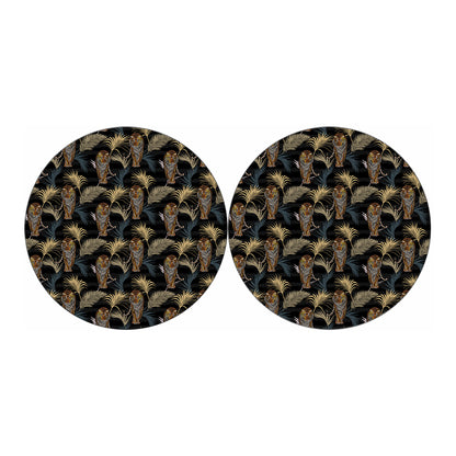 Vintage Tropical Tiger Pattern Print Car Coasters