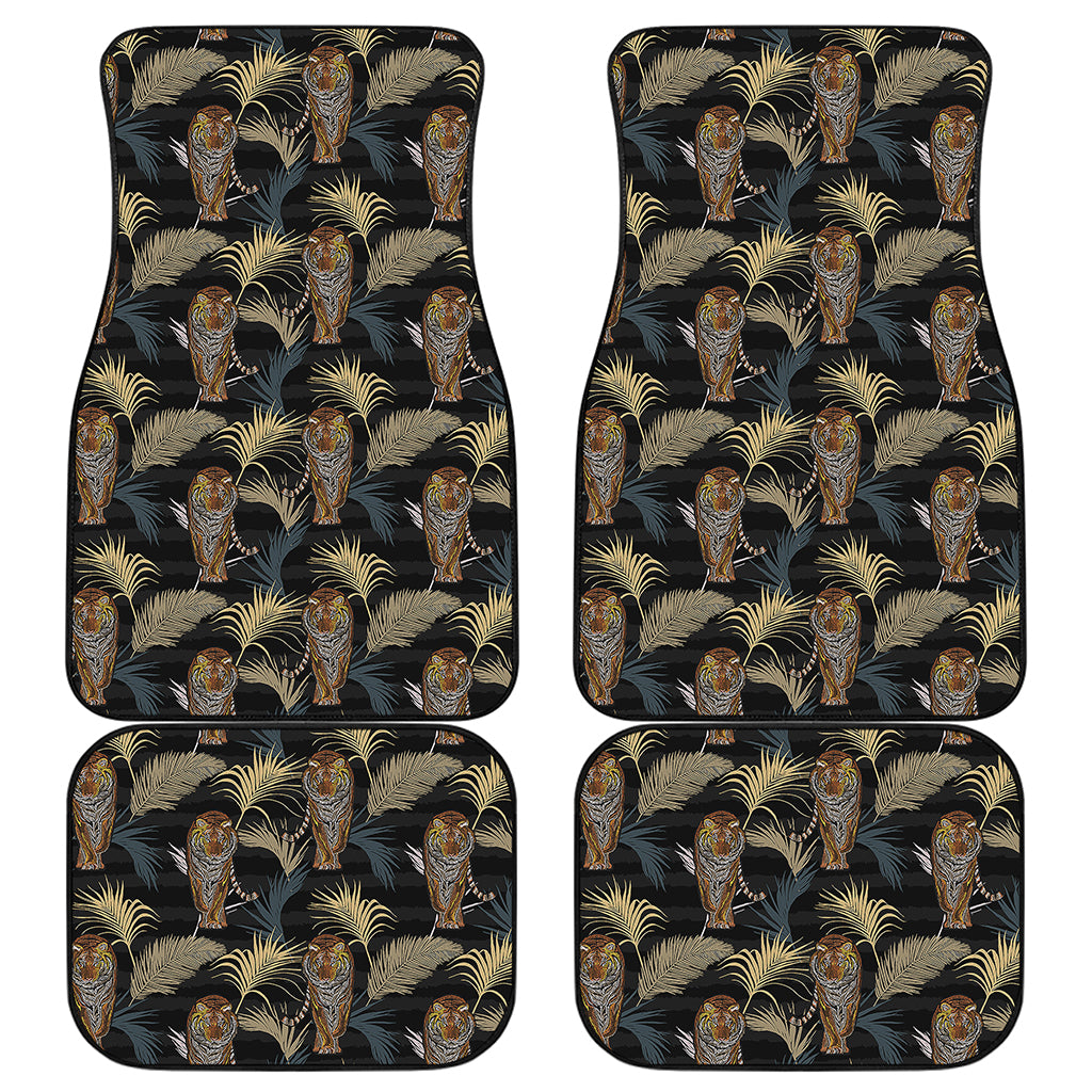 Vintage Tropical Tiger Pattern Print Front and Back Car Floor Mats