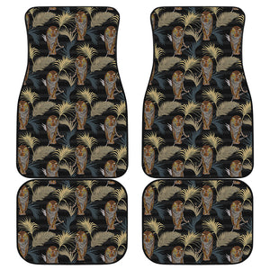 Vintage Tropical Tiger Pattern Print Front and Back Car Floor Mats