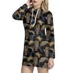 Vintage Tropical Tiger Pattern Print Hoodie Dress