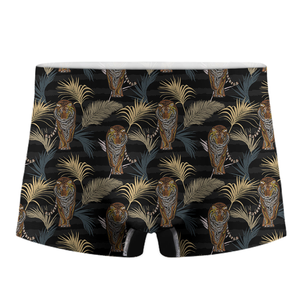 Vintage Tropical Tiger Pattern Print Men's Boxer Briefs