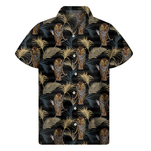 Vintage Tropical Tiger Pattern Print Men's Short Sleeve Shirt