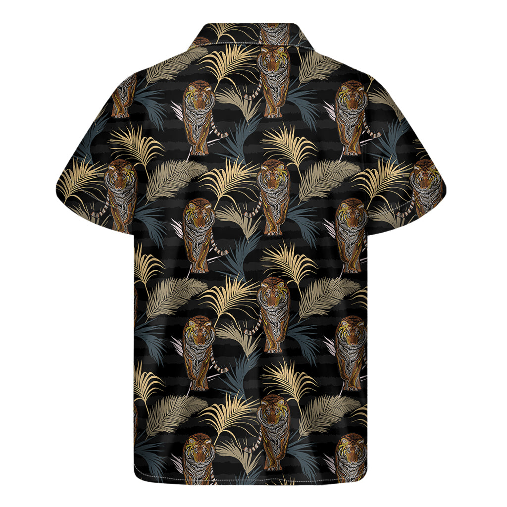 Vintage Tropical Tiger Pattern Print Men's Short Sleeve Shirt