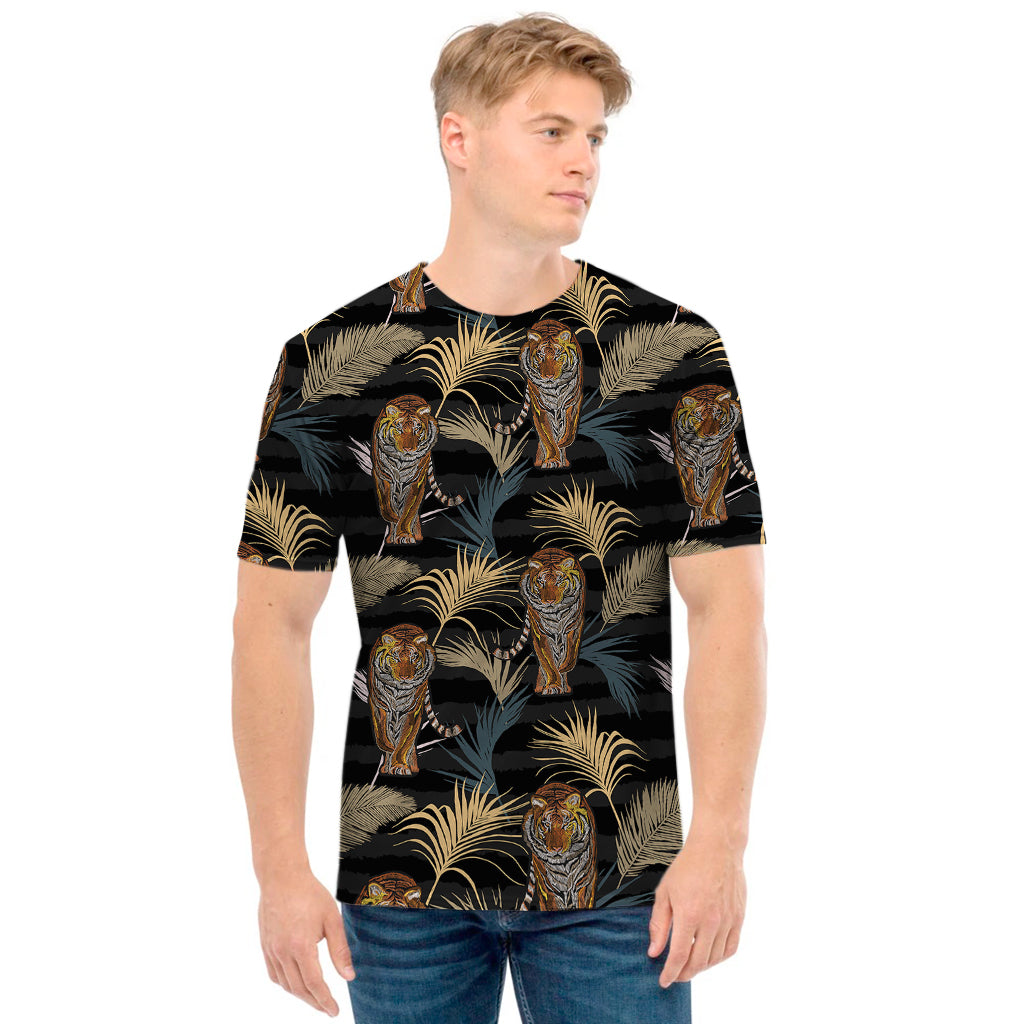 Vintage Tropical Tiger Pattern Print Men's T-Shirt