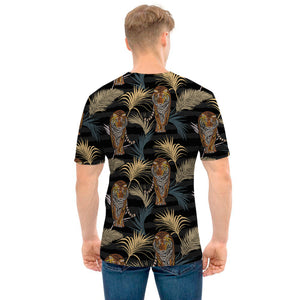 Vintage Tropical Tiger Pattern Print Men's T-Shirt