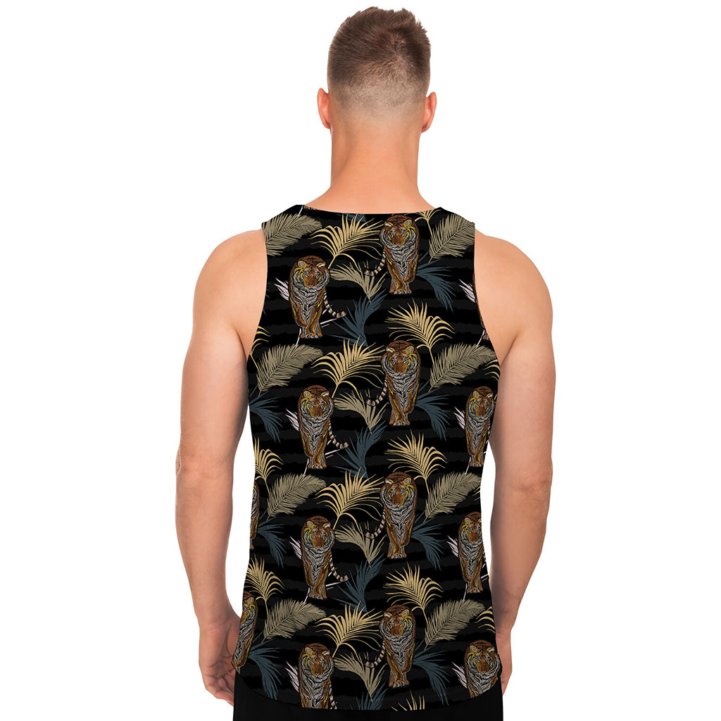 Vintage Tropical Tiger Pattern Print Men's Tank Top