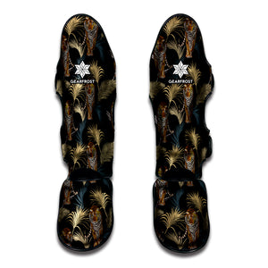 Vintage Tropical Tiger Pattern Print Muay Thai Shin Guard