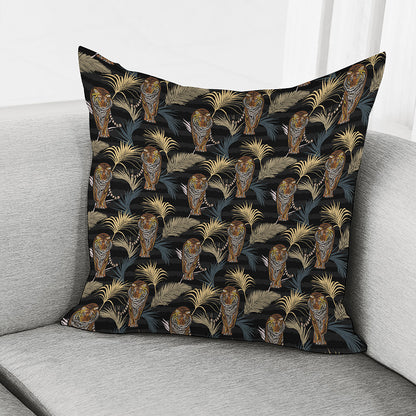 Vintage Tropical Tiger Pattern Print Pillow Cover