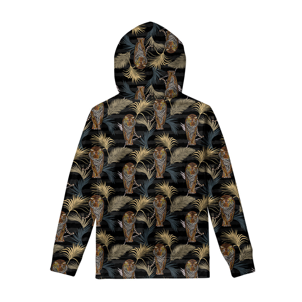 Vintage Tropical Tiger Pattern Print Pullover Hoodie