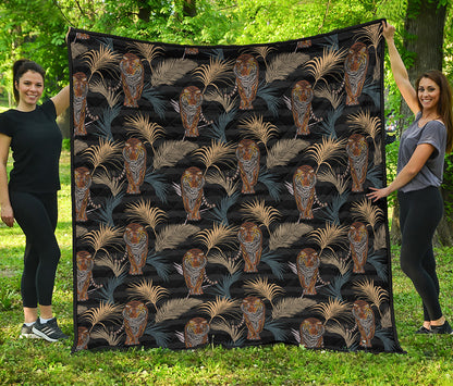 Vintage Tropical Tiger Pattern Print Quilt