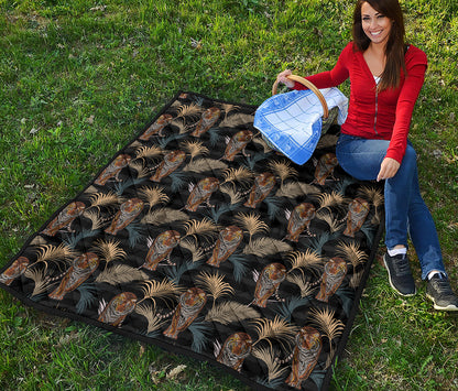 Vintage Tropical Tiger Pattern Print Quilt