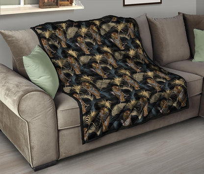 Vintage Tropical Tiger Pattern Print Quilt