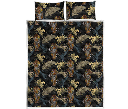 Vintage Tropical Tiger Pattern Print Quilt Bed Set