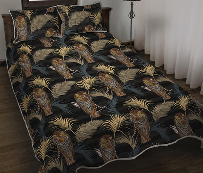 Vintage Tropical Tiger Pattern Print Quilt Bed Set