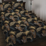 Vintage Tropical Tiger Pattern Print Quilt Bed Set