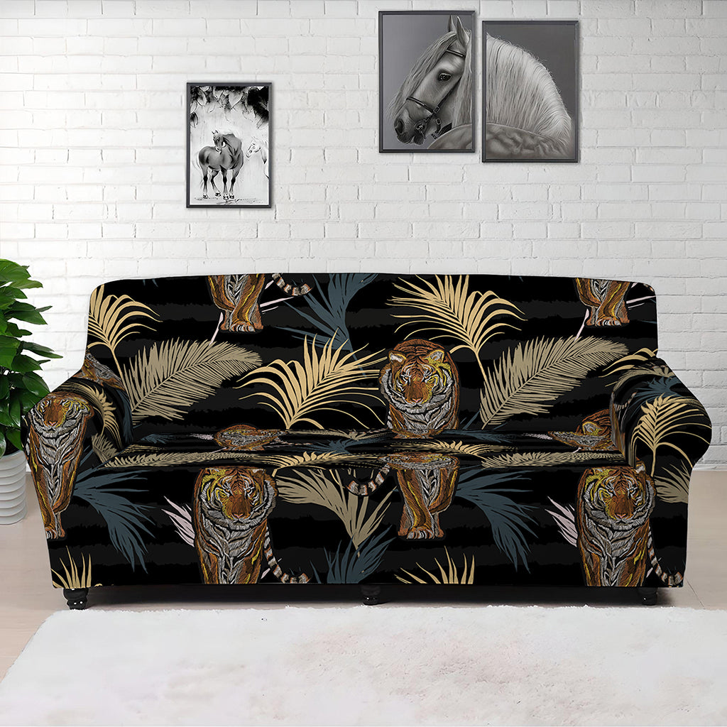 Vintage Tropical Tiger Pattern Print Sofa Cover