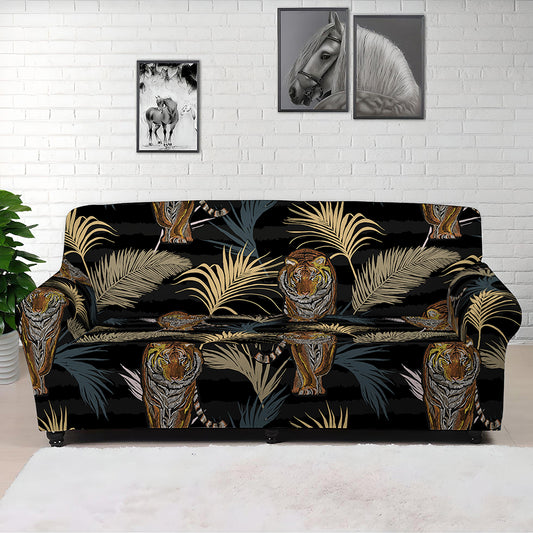 Vintage Tropical Tiger Pattern Print Sofa Cover