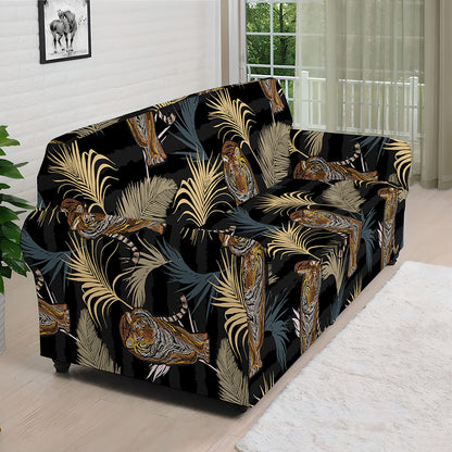 Vintage Tropical Tiger Pattern Print Sofa Cover