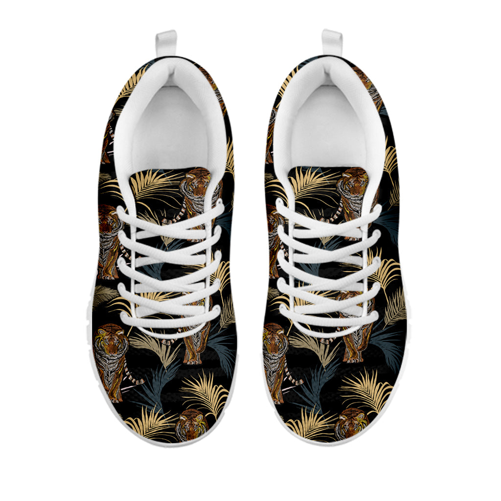 Vintage Tropical Tiger Pattern Print White Sneakers